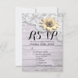 Weddenschap RSVP Antwoord Chic Lace Sunflower Wood