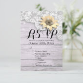 Weddenschap RSVP Antwoord Chic Lace Sunflower Wood (Staand voorkant)