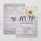 Weddenschap RSVP Antwoord Chic Lace Sunflower Wood (Voorkant / Achterkant)