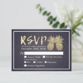 Weddenschap RSVP Antwoord Gold Pineapple Couple Na (Staand voorkant)