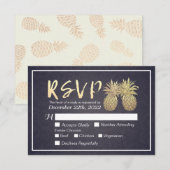 Weddenschap RSVP Antwoord Gold Pineapple Couple Na (Voorkant / Achterkant)