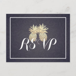 Weddenschap RSVP Antwoord Gold Pineapple Couple Na Uitnodiging Briefkaart
