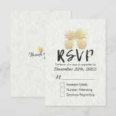 Weddenschap RSVP antwoord  gouden anananappel (Voorkant / Achterkant)