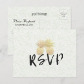 Weddenschap RSVP antwoord  gouden anananappel Uitnodiging Briefkaart (Voorkant / Achterkant)