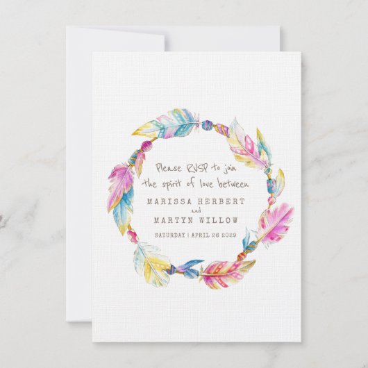 Weddenschap RSVP boho vether native tribal wreater Kaart (Voorkant)