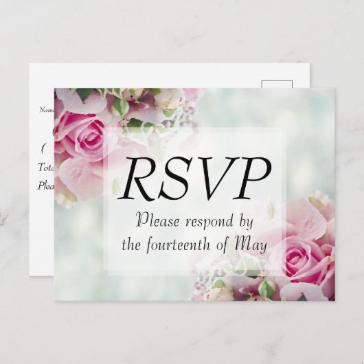 Weddenschap RSVP Briefkaart Roses (Voorkant / Achterkant)