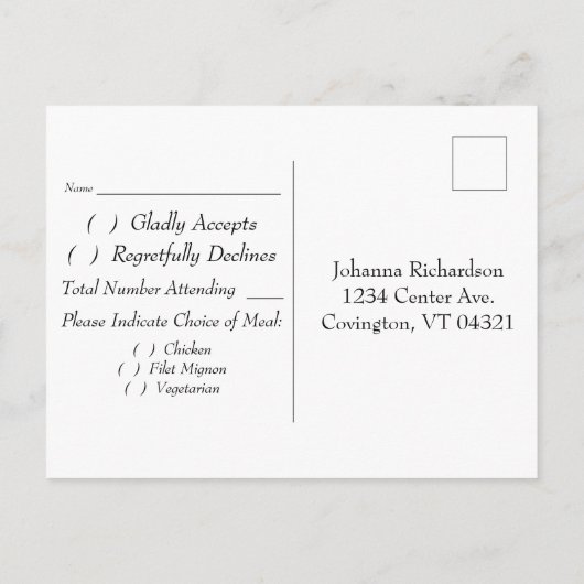 Weddenschap RSVP Briefkaart Roses (Achterkant)