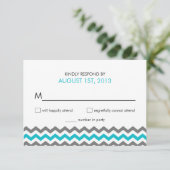 Weddenschap RSVP Chevron Zigzag Reply Kards Kaartje (Staand voorkant)