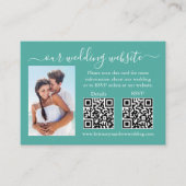 Weddenschap RSVP Details Foto 2 QR Blauwgroen Informatiekaartje (Voorkant)