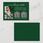 Weddenschap RSVP Details Foto 2 QR Green Informatiekaartje (Voorkant / Achterkant)