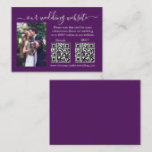 Weddenschap RSVP Details Foto 2 QR Paars Informatiekaartje (Voorkant / Achterkant)