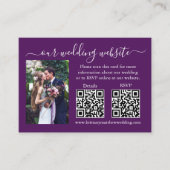 Weddenschap RSVP Details Foto 2 QR Paars Informatiekaartje (Voorkant)