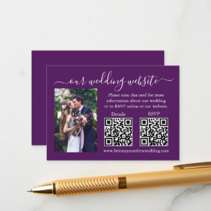 Weddenschap RSVP Details Foto 2 QR Paars Informatiekaartje