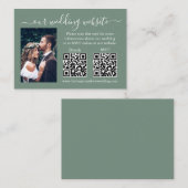 Weddenschap RSVP Details Foto 2 QR Sage Green Informatiekaartje (Voorkant / Achterkant)
