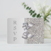Weddenschap RSVP Faux Silver Sequins Bow (Staand voorkant)