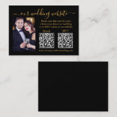 Weddenschap RSVP - Gegevens Foto 2 QR Gold Black Informatiekaartje (Voorkant / Achterkant)