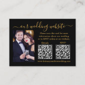 Weddenschap RSVP - Gegevens Foto 2 QR Gold Black Informatiekaartje (Voorkant)