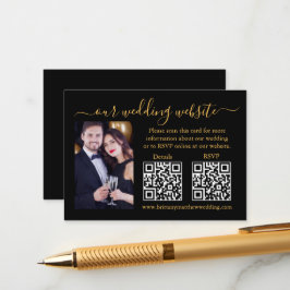 Weddenschap RSVP - Gegevens Foto 2 QR Gold Black Informatiekaartje