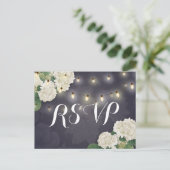Weddenschap RSVP Hydrangea Flowers String Lights B Briefkaart (Staand voorkant)