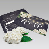 Weddenschap RSVP Hydrangea Flowers String Lights B Briefkaart