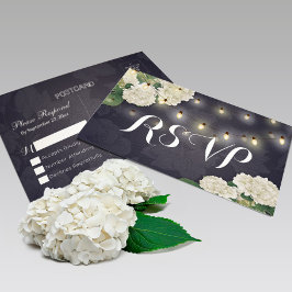 Weddenschap RSVP Hydrangea Flowers String Lights B Briefkaart
