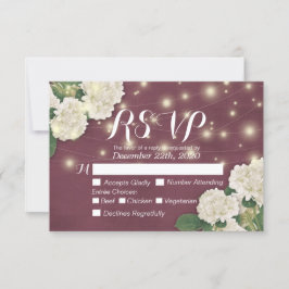 Weddenschap RSVP Hydrangea String Lights Burgundy  Kaartje