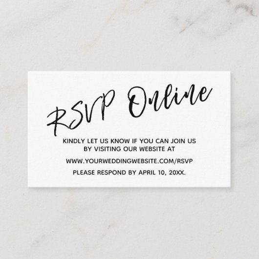 Weddenschap RSVP Online Casual handschrift Invoege Informatiekaartje (Voorkant)