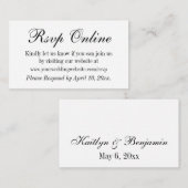 Weddenschap RSVP Online Eenvoudig elegant zwart-wi Informatiekaartje (Voorkant / Achterkant)
