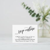 Weddenschap RSVP Online Elegant Typography Insert Informatiekaartje (Staand voorkant)