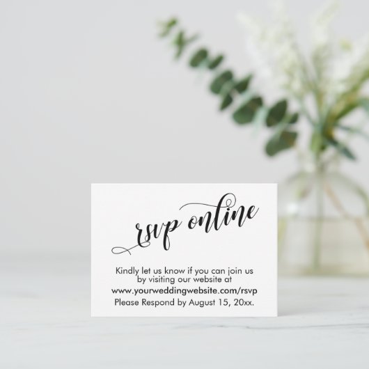 Weddenschap RSVP Online Elegant Typography Insert Informatiekaartje (Staand voorkant)