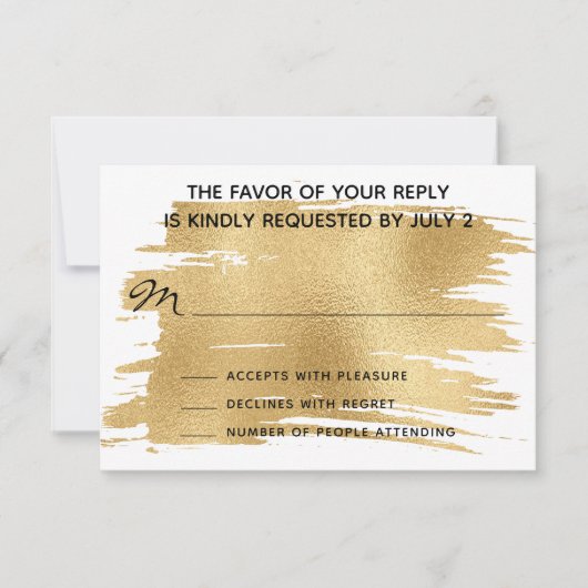 Weddenschap RSVP-reactiekaart Elegant Gold en Blac RSVP Kaartje (Voorkant)