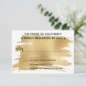 Weddenschap RSVP-reactiekaart Elegant Gold en Blac RSVP Kaartje (Staand voorkant)
