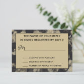 Weddenschap RSVP-reactiekaart Elegant Gold en Blac RSVP Kaartje (Staand voorkant)