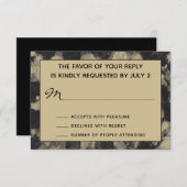 Weddenschap RSVP-reactiekaart Elegant Gold en Blac RSVP Kaartje (Voorkant / Achterkant)