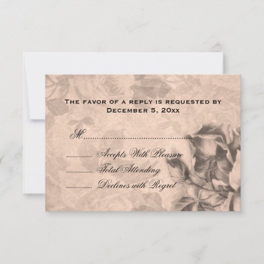 Weddenschap RSVP  Rozen Sepia Kaartje (Voorkant)