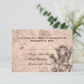 Weddenschap RSVP  Rozen Sepia Kaartje (Staand voorkant)