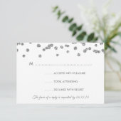 Weddenschap RSVP Silver Faux Glitter Confetti Kaartje (Staand voorkant)