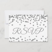 Weddenschap RSVP Silver Faux Glitter Confetti Kaartje (Achterkant)