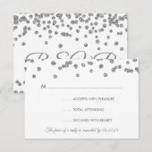 Weddenschap RSVP Silver Faux Glitter Confetti Kaartje (Voorkant / Achterkant)