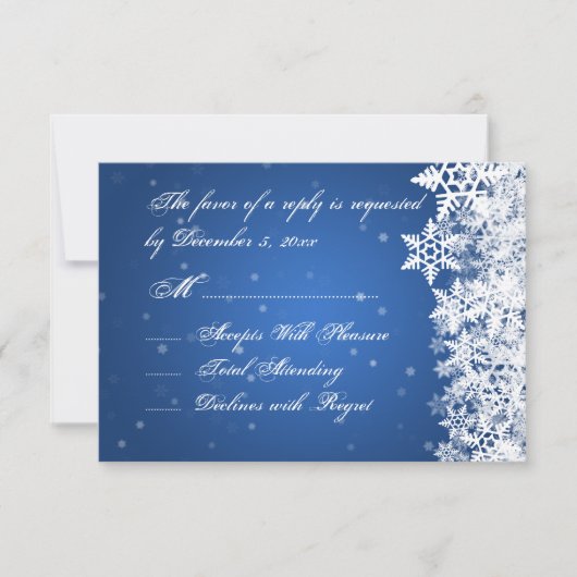 Weddenschap RSVP Winter Snowflakes Blue Sapphire (Voorkant)