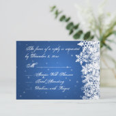 Weddenschap RSVP Winter Snowflakes Blue Sapphire Kaartje (Staand voorkant)