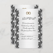 Weddenschap RSVP zwart toestel met een satijnachti Kaart (Voorkant / Achterkant)