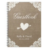 Weddenschap | Rustic Burlap White Lace Notitieboek (Voorkant)