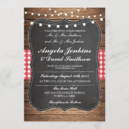 Weddenschap Rustic Chalk Wood Licht Barn Invite Kaart