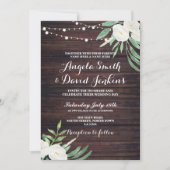 Weddenschap Rustic White Flower Wood Invitation Kaart (Voorkant)