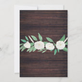 Weddenschap Rustic White Flower Wood Invitation Kaart (Achterkant)