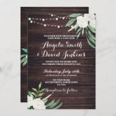 Weddenschap Rustic White Flower Wood Invitation Kaart (Voorkant / Achterkant)