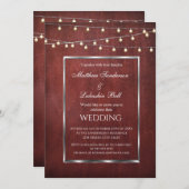 Weddenschap Rustic Wood Fairy Lights Kaart (Voorkant / Achterkant)