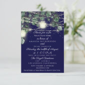 Weddenschap Rustic Wood Golden Jar Lights Blue Nav Kaart (Staand voorkant)