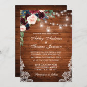 Weddenschap Rustic Wood Licht Jars Lace Floral Kaart (Voorkant / Achterkant)